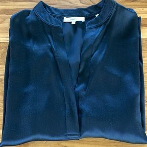 Vince silk navy top. Size S. Good condition